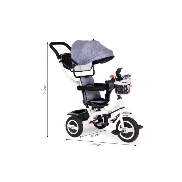 Ecotoys többfunkciós gyermek tricikli, szürke